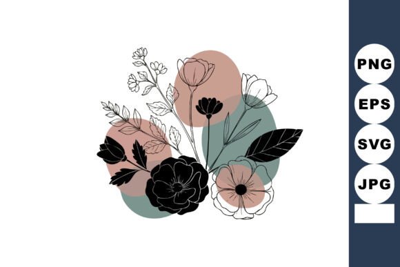 Abstract Floral Bouquet Vector with Mute Graphics and Illustrations