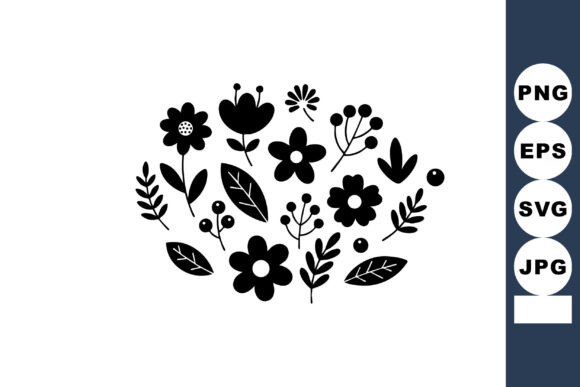 Black Floral Silhouettes Vector with Lea: Graphics & Illustrations for Makers