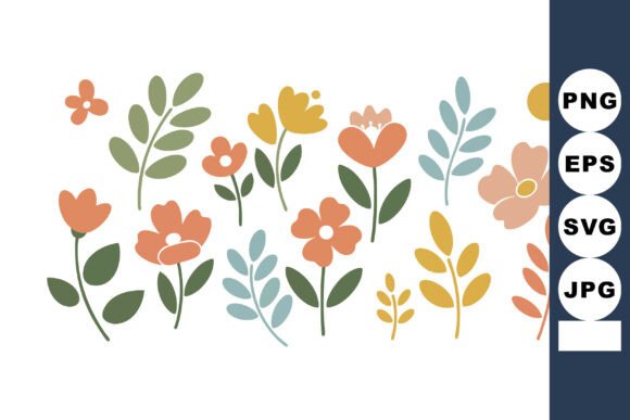 Colorful Simple Floral Pattern with Leav Graphics and Illustrations Review