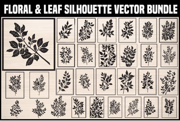 Elegant Floral Leaf Silhouette Bundle: Premium Graphics & Illustrations for Makers