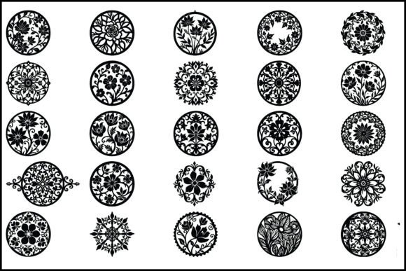Elegant Round Floral Patterns: Graphics for Modern Illustrations