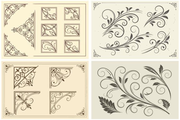Elegant Vintage Floral Corner Set Graphics and Illustrations Review
