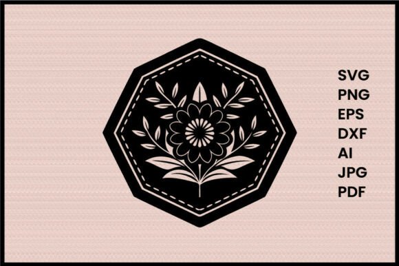 Floral Badge Illustration Silhouette for Graphics