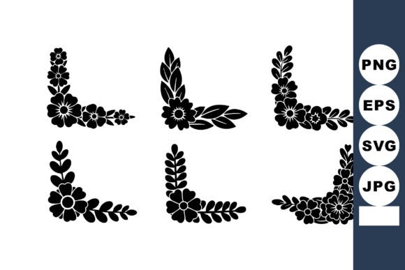 Floral Black Silhouette Corner Design El: Graphics & Illustrations Review