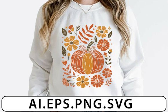 Floral Fall Pumpkin Png Graphics and Illustrations Review