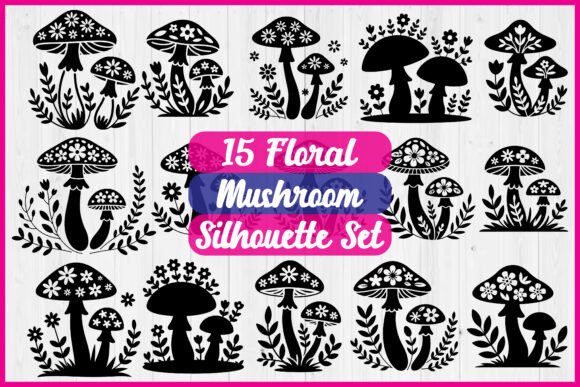 Floral Mushroom Silhouette Bundle: Graphics & Illustrations Review