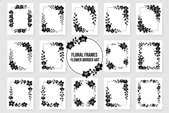 Floral Orchid Vine Border Frame Graphics for Editorial Illustrations