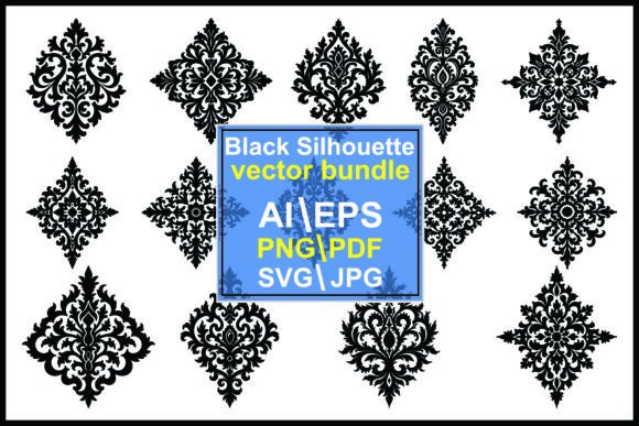 Floral Ornaments Silhouette Vector Set for Graphics & Illustrations