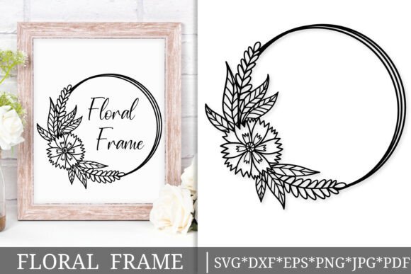 Floral Wreath Circle Frame SVG Cut File: Graphics & Illustrations Review