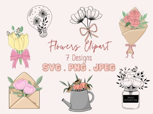 Flower Hand Drawn Clipart SVG Floral Review