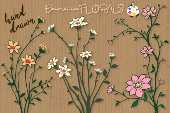 Hand Drawn Decorative Floral Vectors for Graphics and Illustrations