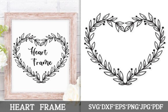 Heart Wreath SVG: Botanical Floral Frame for Graphics & Illustrations