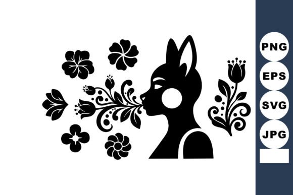 Silhouette of Girl with Floral Elements: Graphics for Crafters