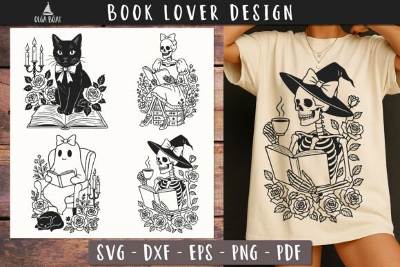 Spooky Book Lover SVG Floral Coquette Graphics and Illustrations Review