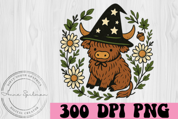 Wizard Highland Cow Floral Wreath: Graphics & Illustrations Review